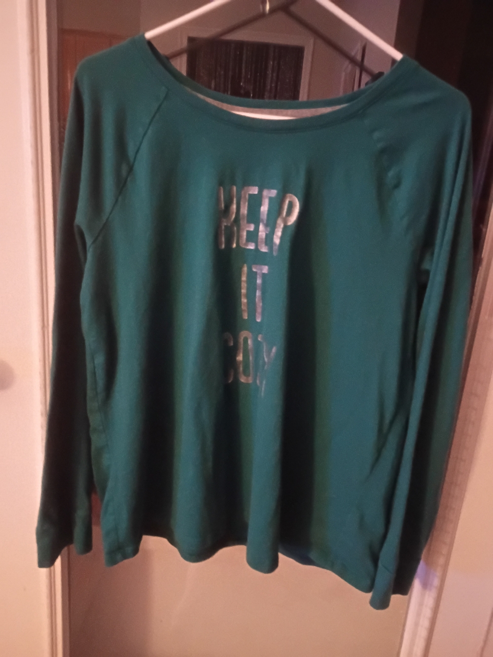 Sonoma Teal Long-Sleeve Top with Metallic Front Script